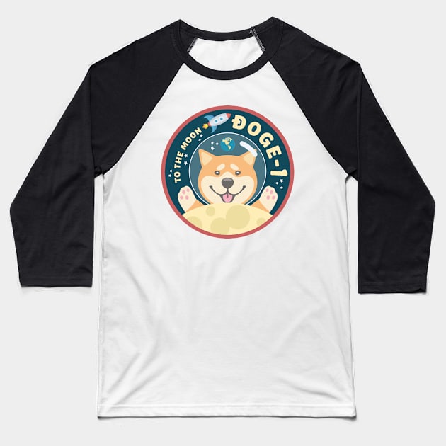 Doge 1 Moon Mission Baseball T-Shirt by DesignCat